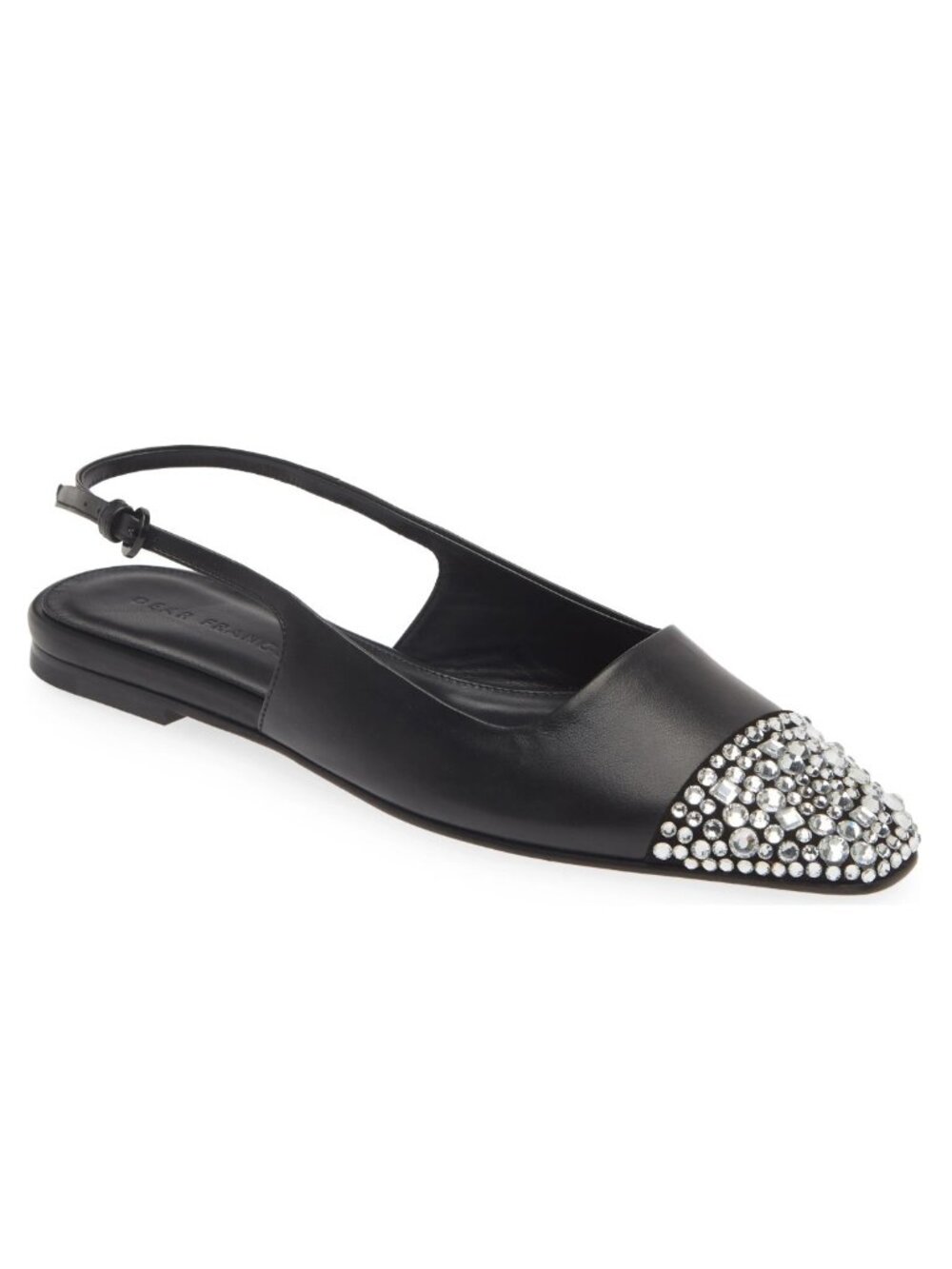 $700 DEAR FRANCES Tia Slingback Flat BALLET Black crystals LEATHER 39 (PD3)